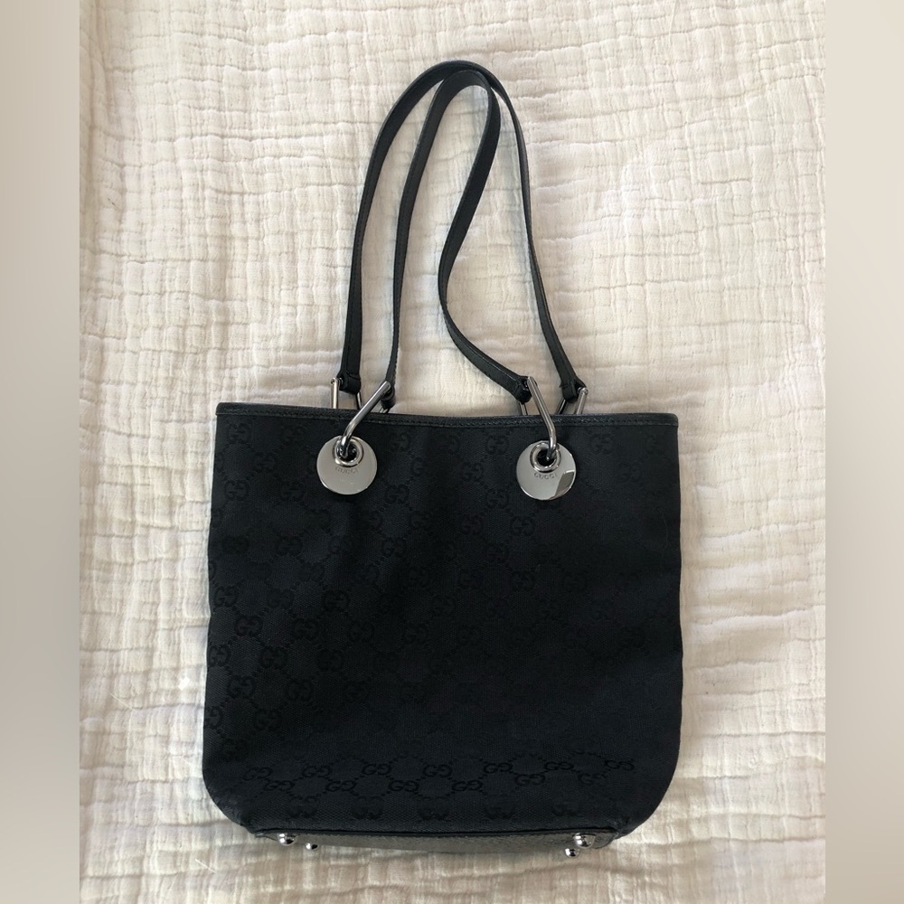 Gucci Logo Black Shoulder Tote Bag EUC 1712
